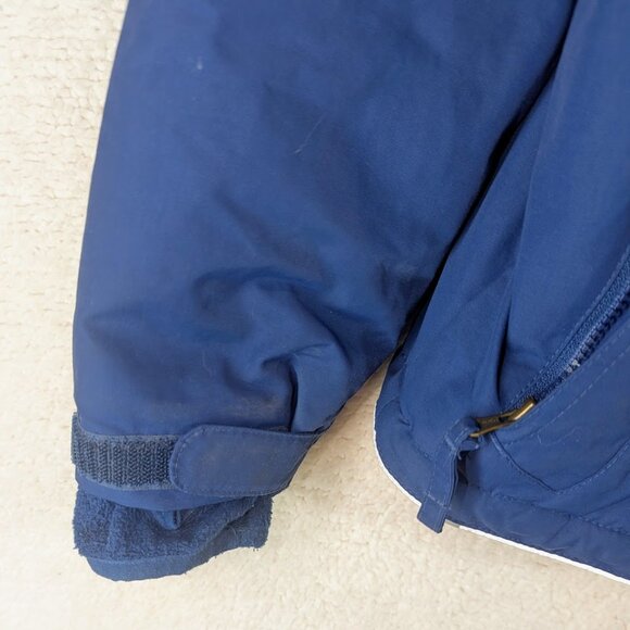 Boy's 5-6 Land's End Winter Coat with Zipper Pockets & Velcro Sleeves Blue Black - Picture 7 of 8